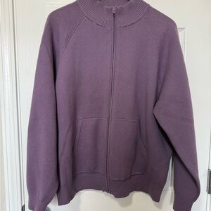 Aritzia TNA Winslow Full Zip Cotton Raglan Sweater NWOT Size Large